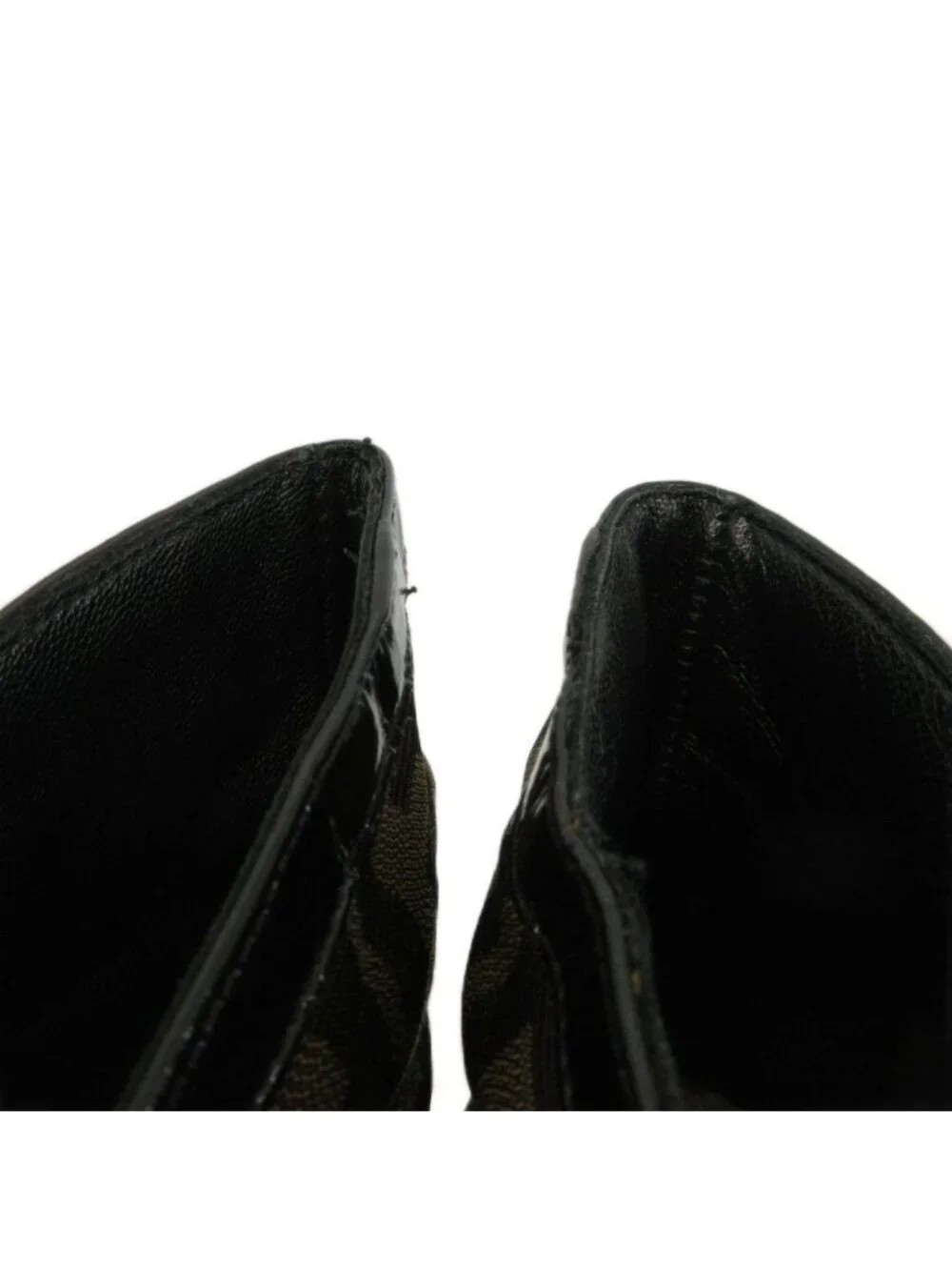 Fendi Long Boots Canvas Patent Cut Replacement Round Toe Flat Zucca Pattern